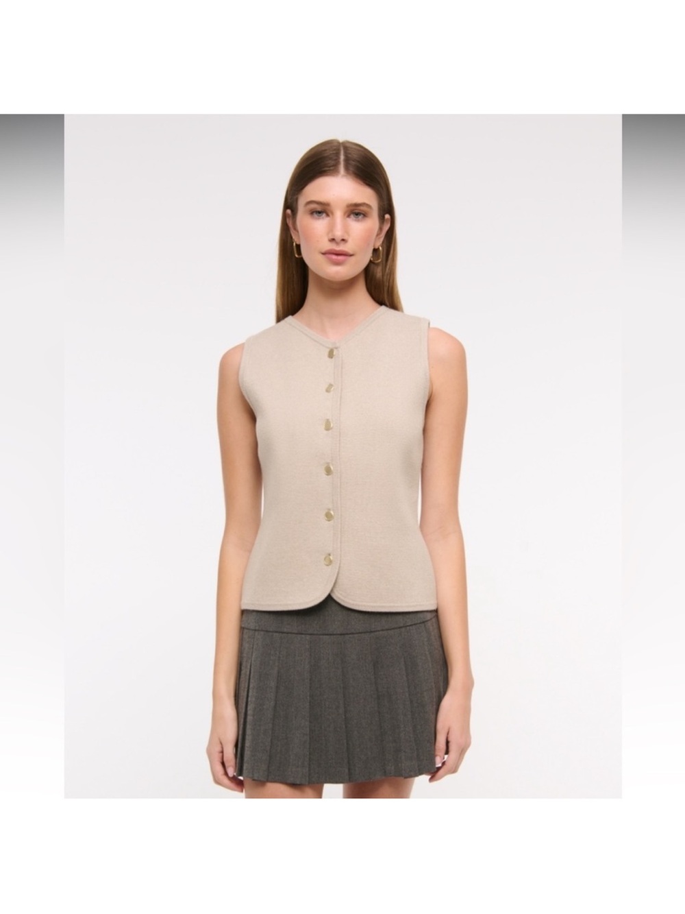 Abercrombie & Fitch Sand Beige Button Sweater Vest